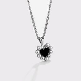 925 Sterling Silver Love Pendant Female European And American Ins Fashion Retro Light Luxury Bead Heart Necklace (select: N896-silver)