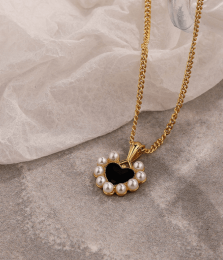 925 Sterling Silver Love Pendant Female European And American Ins Fashion Retro Light Luxury Bead Heart Necklace (select: N896-gold)