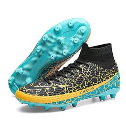Plus Big Size 35-48 High Ankle Couple Sneaker Men TF Profession Football Chaussure Kids Outdoor Cleats Short Spikes Soccer Shoes (Color: Clear)