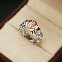 Rose Gold Flower Ring Vintage Women's Ring Hollow Rings (size: 9)