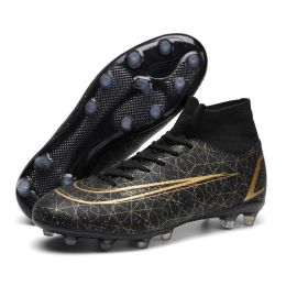 Professional Football Boots High-End New Ag / TF Men's Football Shoes Children's Cleats Sports Shoes Four Seasons Outdoor Traini (Color: Black)