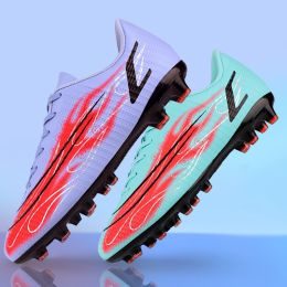 Ultra-light Ronaldo Ourdoor Soccer Shoes Quality American Football Boots Futsal Cleats Football Training Sneaker TF FG Footwear (Color: 141-AG-Purple moon)