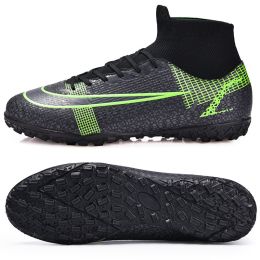 Ultra-light Ronaldo Ourdoor Soccer Shoes Quality American Football Boots Futsal Cleats Football Training Sneaker TF FG Footwear (Color: 2001-TF-  black)