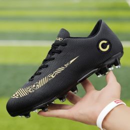 Ultra-light Ronaldo Ourdoor Soccer Shoes Quality American Football Boots Futsal Cleats Football Training Sneaker TF FG Footwear (Color: 114-AG- black)