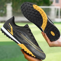 Ultra-light Ronaldo Ourdoor Soccer Shoes Quality American Football Boots Futsal Cleats Football Training Sneaker TF FG Footwear (Color: 141-TF-Black)