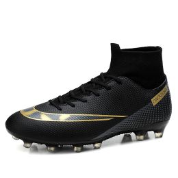 Hniadia Soccer Shoes Same As C.Ronaldo High Quality Football Boots Assassin Chuteira Campo Soccer Cleats Football TF/AG Sneaker (Color: 21503-AG-black)