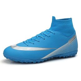 Hniadia Soccer Shoes Same As C.Ronaldo High Quality Football Boots Assassin Chuteira Campo Soccer Cleats Football TF/AG Sneaker (Color: 21503-TF-blue)