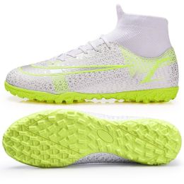 Ultra-light Ronaldo Ourdoor Soccer Shoes Quality American Football Boots Futsal Cleats Football Training Sneaker TF FG Footwear (Color: 2001-TF-  white)