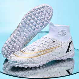 Ultra-light Ronaldo Ourdoor Soccer Shoes Quality American Football Boots Futsal Cleats Football Training Sneaker TF FG Footwear (Color: 149-TF-white)