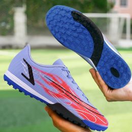 Ultra-light Ronaldo Ourdoor Soccer Shoes Quality American Football Boots Futsal Cleats Football Training Sneaker TF FG Footwear (Color: 141-TF-Purple)