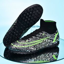 Ultra-light Ronaldo Ourdoor Soccer Shoes Quality American Football Boots Futsal Cleats Football Training Sneaker TF FG Footwear (Color: 149-TF-black)
