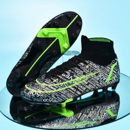 Ultra-light Ronaldo Ourdoor Soccer Shoes Quality American Football Boots Futsal Cleats Football Training Sneaker TF FG Footwear (Color: 149-FG-black)