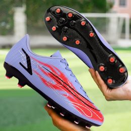 Ultra-light Ronaldo Ourdoor Soccer Shoes Quality American Football Boots Futsal Cleats Football Training Sneaker TF FG Footwear (Color: 141-AG-Purple)