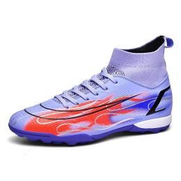 High Quality Soccer Shoes Mbappe Football Boots Futsal Chuteira Campo Cleats Men Training Sneakers Ourdoor Women Footwear TF/FG (Color: ss1391-TF- purple)