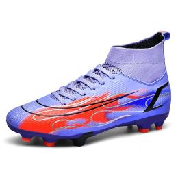 High Quality Soccer Shoes Mbappe Football Boots Futsal Chuteira Campo Cleats Men Training Sneakers Ourdoor Women Footwear TF/FG (Color: ss1391-FG-purple)