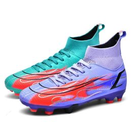 High Quality Soccer Shoes Mbappe Football Boots Futsal Chuteira Campo Cleats Men Training Sneakers Ourdoor Women Footwear TF/FG (Color: s1391-FG-moon purple)