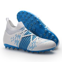 Neymar Future Soccer Shoes High Quality Football Boots Futsal Soccer Cleats Football Training Sneaker TF/MG Ourdoor men Footwear (Color: ss038-MG-BLUE)