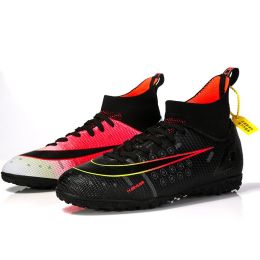 Kid Quality Soccer Shoes Neymar Football Boots Futsal Chuteira Campo Cleats Men Training Sneakers Ourdoor Women Footwear TF/AG (Color: 068-TF-red black)