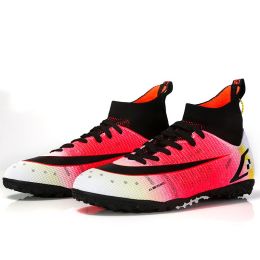 Kid Quality Soccer Shoes Neymar Football Boots Futsal Chuteira Campo Cleats Men Training Sneakers Ourdoor Women Footwear TF/AG (Color: 068-TF--red)
