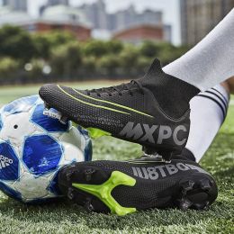 Hniadia Soccer Shoes Same As Messi Superior Quality Football Boots Assassin Style Soccer Cleats Training Chuteira Campo FG/TF (Color: SS019-FG-BLACK)