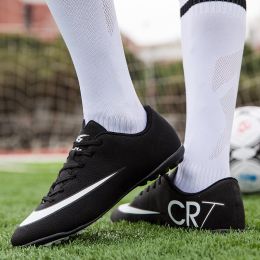 High Quality Football Boots Same As C.Ronaldo Soccer Shoes Assassin Chuteira Campo TF/AG Football Sneaker Futsal Training Shoes (Color: ss025-TF-black)