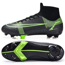High Quality Football Boots Same As C.Ronaldo Soccer Shoes Assassin Chuteira Campo TF/AG Football Sneaker Futsal Training Shoes (Color: 20013-AG-Black)