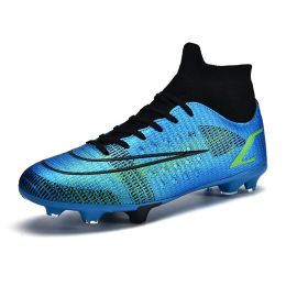 Kid Quality Soccer Shoes Neymar Football Boots Futsal Chuteira Campo Cleats Men Training Sneakers Ourdoor Women Footwear TF/AG (Color: 138-AG- blue)