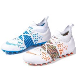 Neymar Future Soccer Shoes High Quality Football Boots Futsal Soccer Cleats Football Training Sneaker TF/MG Ourdoor men Footwear (Color: ss038-MG-BLUE RED)