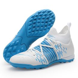 Neymar Future Soccer Shoes High Quality Football Boots Futsal Soccer Cleats Football Training Sneaker TF/MG Ourdoor men Footwear (Color: ss038-TF-BLUE)