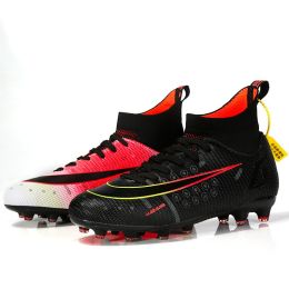 Kid Quality Soccer Shoes Neymar Football Boots Futsal Chuteira Campo Cleats Men Training Sneakers Ourdoor Women Footwear TF/AG (Color: 068-AG-red black)