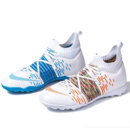 Neymar Future Soccer Shoes High Quality Football Boots Futsal Soccer Cleats Football Training Sneaker TF/MG Ourdoor men Footwear (Color: ss038-TF-BLUE RED)