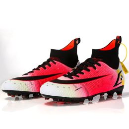 Kid Quality Soccer Shoes Neymar Football Boots Futsal Chuteira Campo Cleats Men Training Sneakers Ourdoor Women Footwear TF/AG (Color: 068-AG-red)