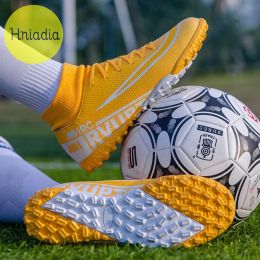 Hniadia Soccer Shoes Same As Messi Superior Quality Football Boots Assassin Style Soccer Cleats Training Chuteira Campo FG/TF (Color: SS001-TF-ORANGE)