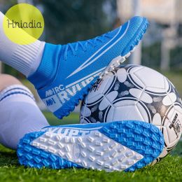 Hniadia Soccer Shoes Same As Messi Superior Quality Football Boots Assassin Style Soccer Cleats Training Chuteira Campo FG/TF (Color: SS001-TF-BLUE)