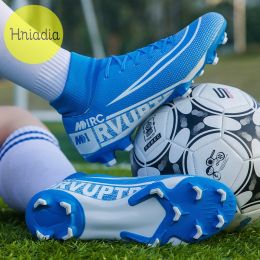 Hniadia Soccer Shoes Same As Messi Superior Quality Football Boots Assassin Style Soccer Cleats Training Chuteira Campo FG/TF (Color: SS001-FG-BLUE)