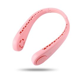 The New Leafless Hanging Neck Fan USB Sports Fan Charging Ultra-Quiet Portable Small Electric Fan Cross-Border (Color: Pink)