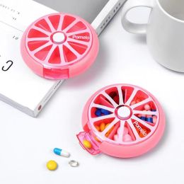 1pc Cute Fruit Shape Medicine Box; Portable Rotating Pill Box For Outdoor Travel Camping Household (Color: Pink)