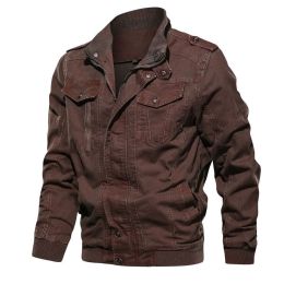 Denim Blue Jacket Mens Stand Collar Spring Autumn Coat Plus Size Jeans Outwear Men 3D Cotton Overcoat Retro Brand Clothing Ceket (Color: Red, size: 6XL)