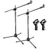 5 Core 360Ã‚Â° Rotating Microphone Stand Dual Mic Clip Boom Arm Foldable Tripod MS DBL