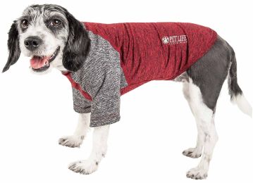 Pet Life Active 'Hybreed' 4-Way Stretch Two-Toned Performance Dog T-Shirt (Color: maroon, size: X-Large)