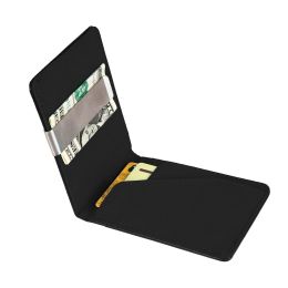 Unisex PU Leather Wallet RFID Blocking Slim Bifold Credit Card Holder with Money Clip (Color: Black)