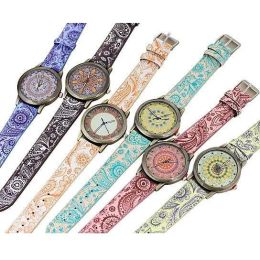 Pretty Patterns Watch With Henna Style Belt And Mandala Dial (Style: Purple)