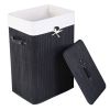 Bamboo Laundry Hamper, Single Lattice Folding Cloth Storage Basket Dirty Clothes Hamper, Collapsible Hamper with Lid and Removable Lining RT