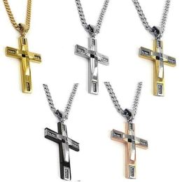 Keepsake Cross Pendant With A Curb Chain For Men 18kt Gold Plated (Style: Gold)