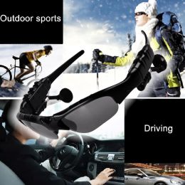 Sunglasses Bluetooth Earphone Outdoor Sport Glasses Wireless Headset with Mic (Color: Brown)