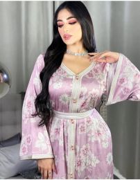 Turkey Floral Long Dress (Color: Pink, size: M)
