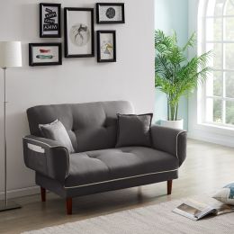 SOFA BED SLEEPER WITH 2 PILLOWS  FABRIC (Color: grey)