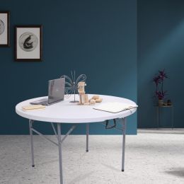 48inch/32inch Round Folding Table Outdoor Folding Utility Table White XH (size: 48inch)