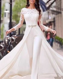 White Bridal Jumpsuit with Cape (Sizes: 2XL, Color: White)