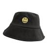 Smile Face Embroidery Bucket Outdoor Fishing Sunscreen Bucket Women's Japanese Fashion Casual